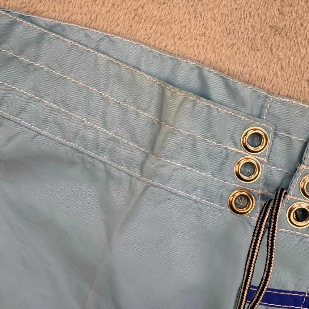 Birdwell Beach Britches Board Shorts Mens 28 Blue Striped Nylon Vintage Surf 70s